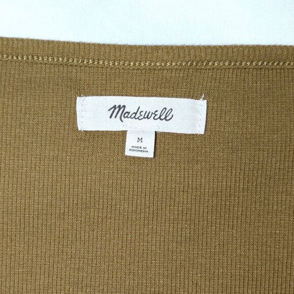 Madewell | Ribbed Henley High-Crop Short Sleeve Tee in Spiced Olive Green Medium - Picture 5 of 10